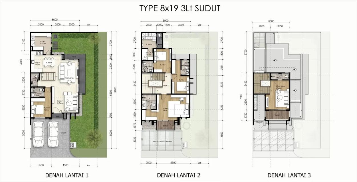 Grand Pasadena Village Type 8 x 19 Hoek 3 Lantai